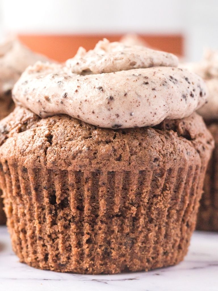 One oreo cupcake frosted.