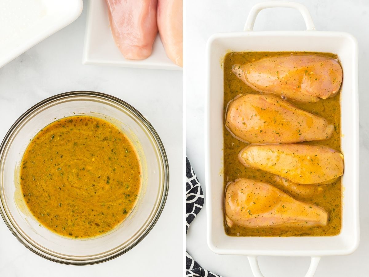 How to make this baked chicken recipe with two pictures showing the step by step instructions needed. 