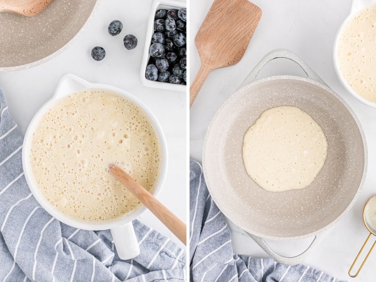 Step by step photos showing how to make this pancake recipe.