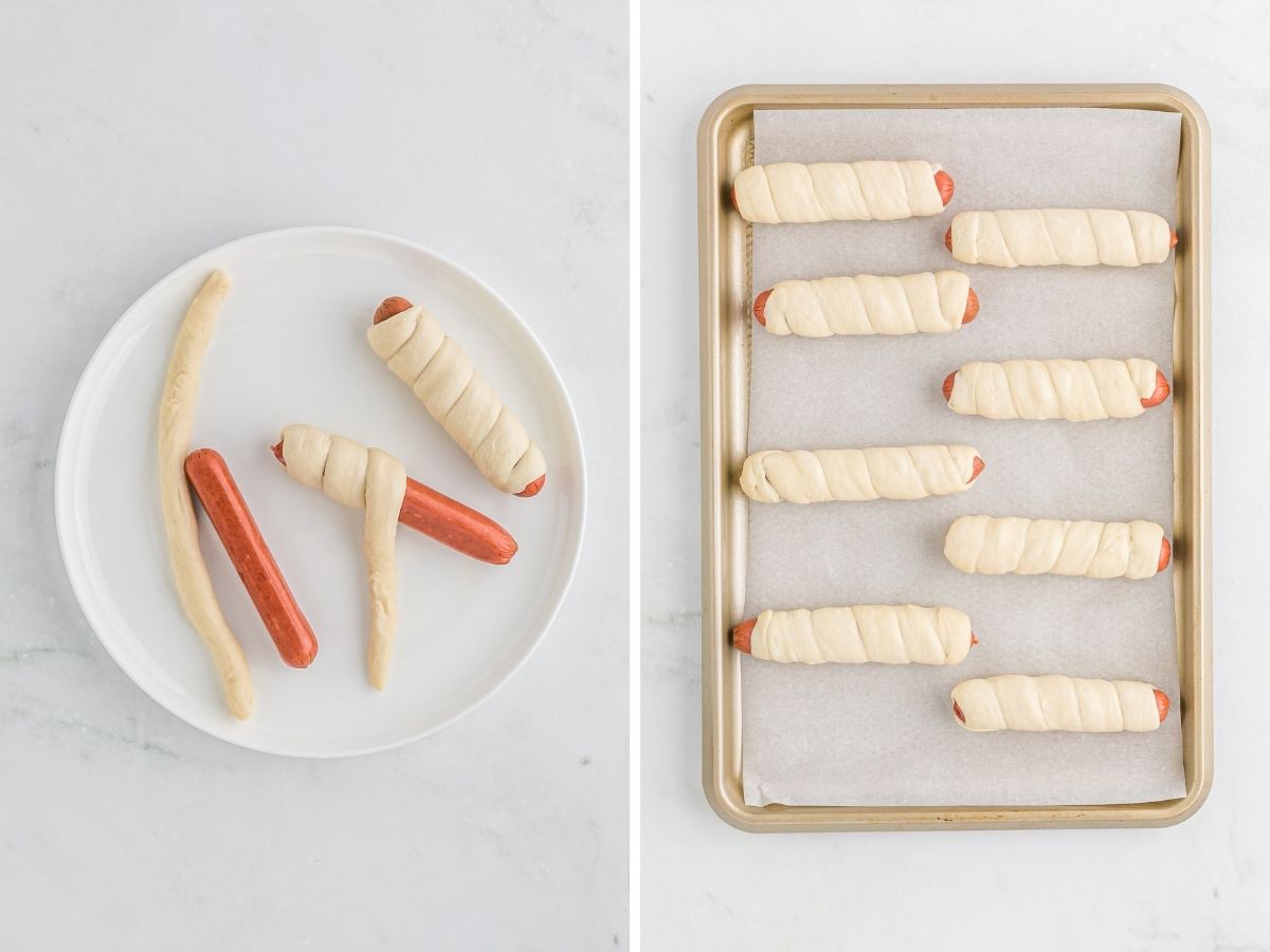 How to make pretzel hot dogs recipe with step by step photo instructions. 