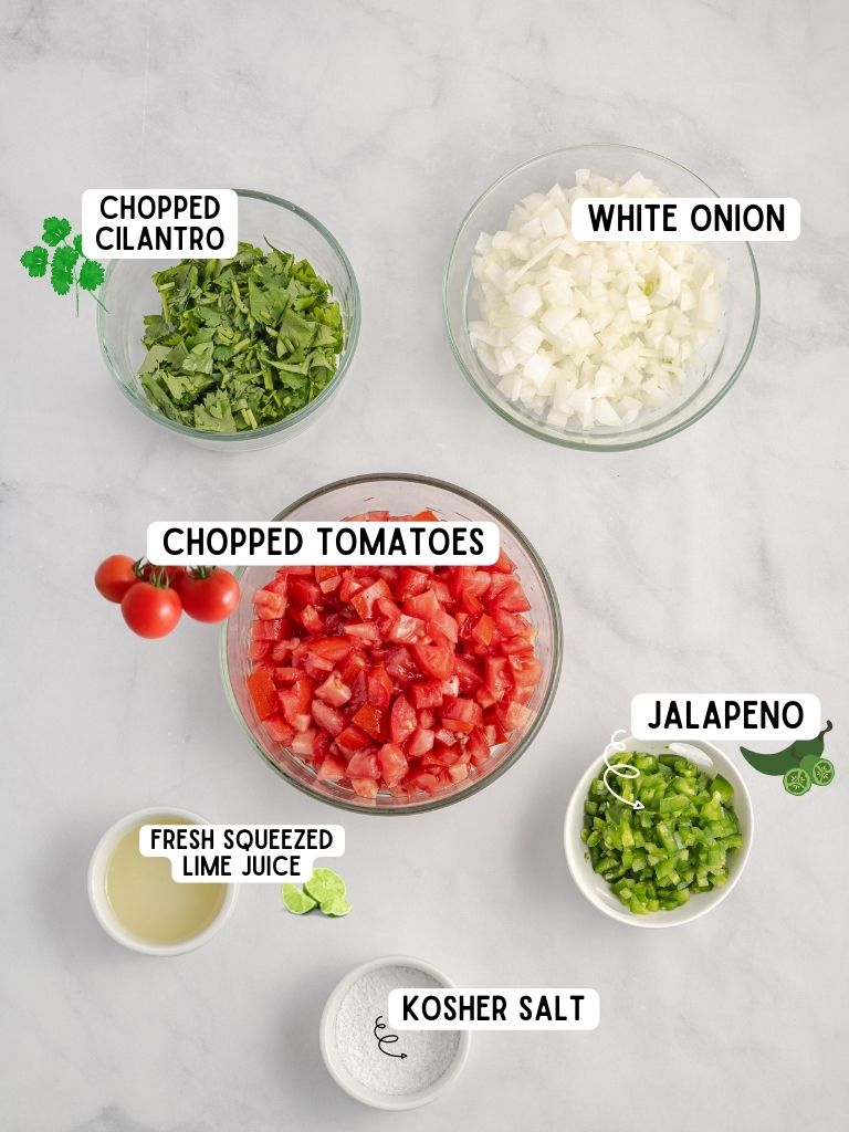 Ingredients on a white background with each one labeled in text with what it is.