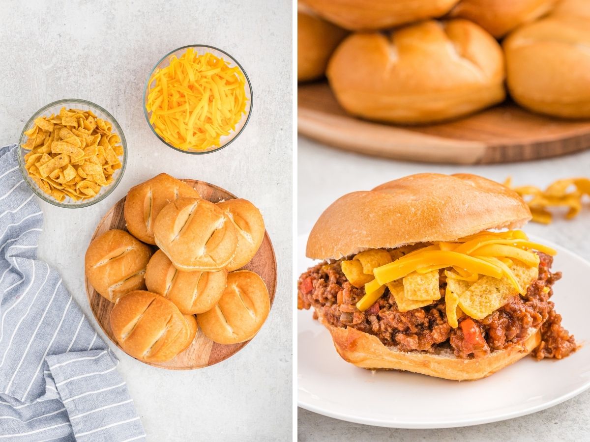How to make Frito pie sloppy joes with step be step instructions with pictures for each step. 