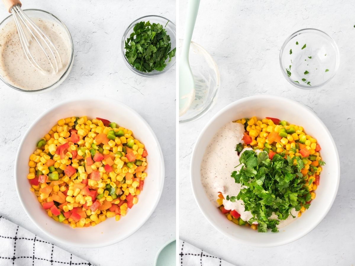 How to make corn salad with ranch dressing and frozen corn. 