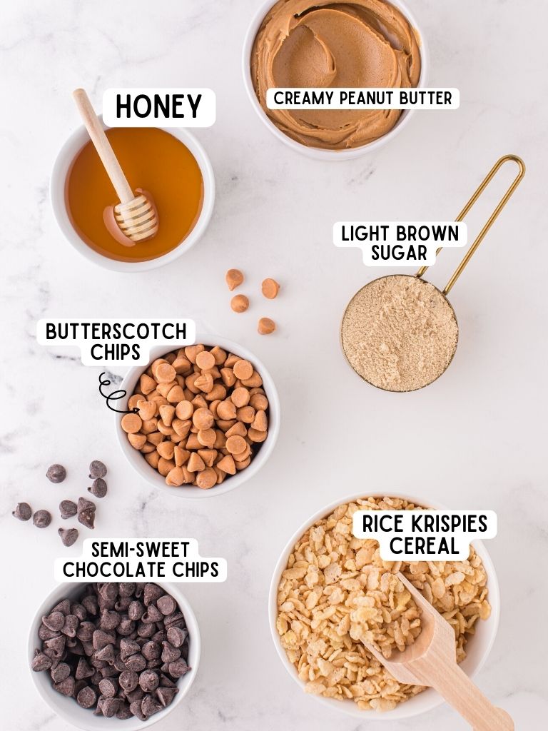 Ingredients on a white background with each one labeled in black text with what it is.