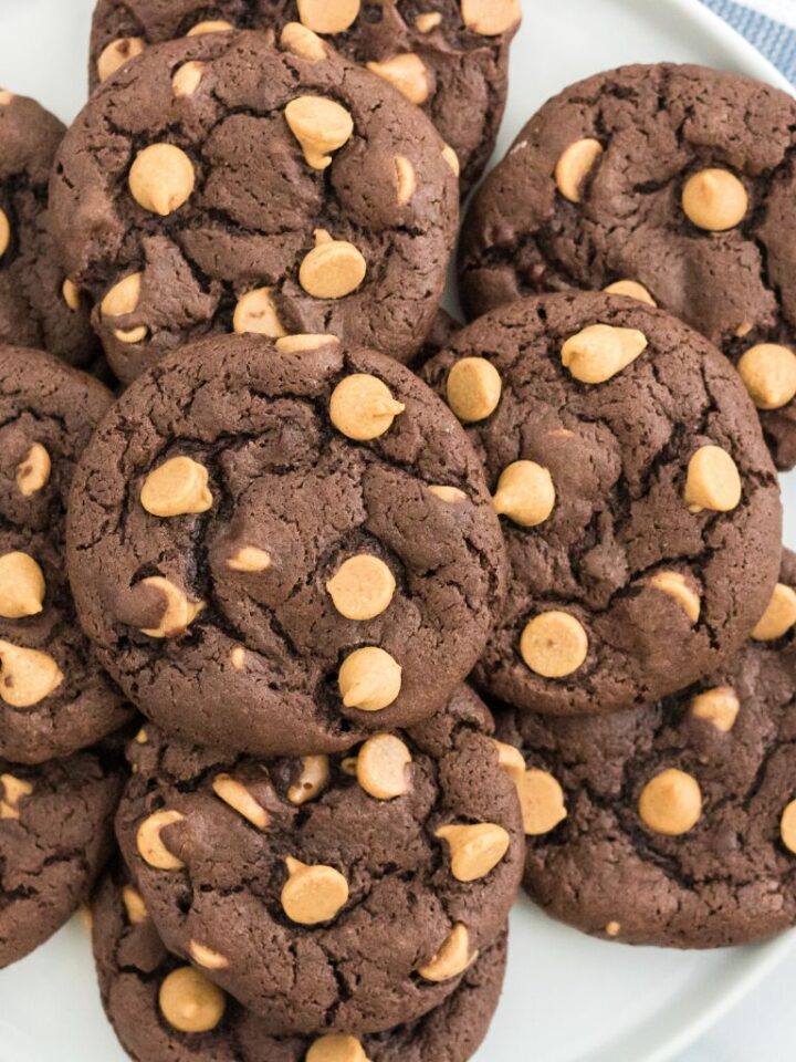 Peanut Butter Chocolate Cake Mix Cookies Together as Family