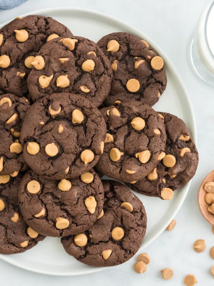Peanut Butter Chocolate Cake Mix Cookies Together as Family
