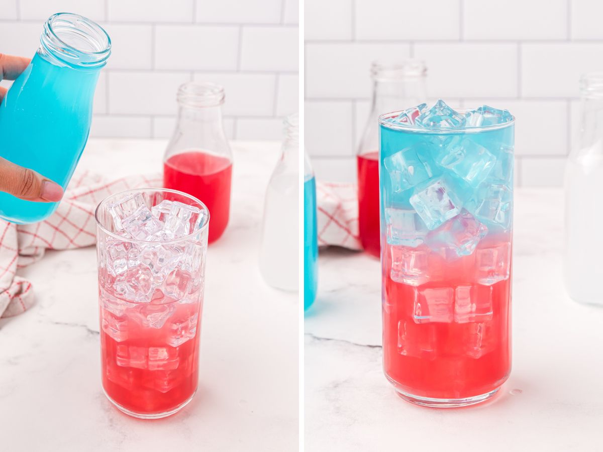How to make a patriotic layered drink with step by step pictures.