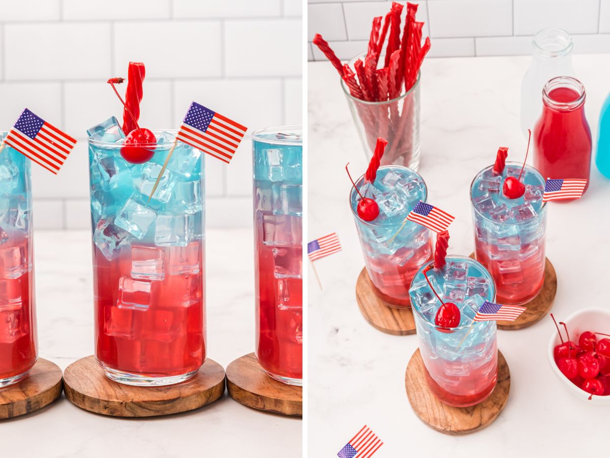 How to make a patriotic layered drink with step by step pictures.
