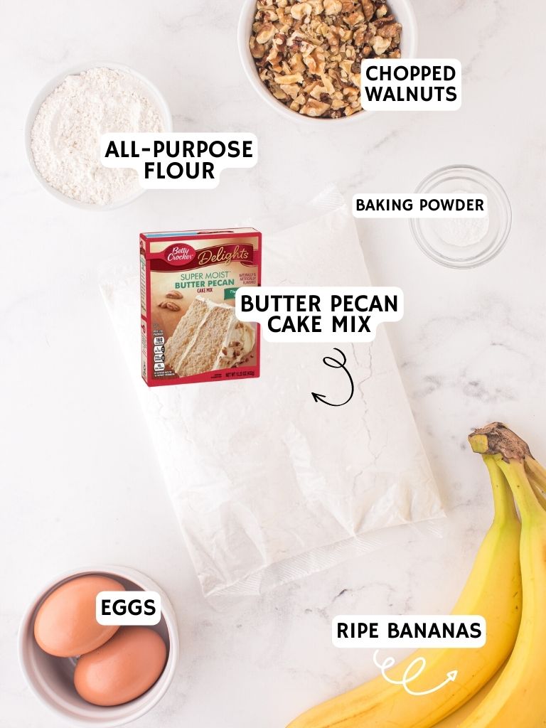 Ingredients on a white background with each one labeled in text with what it is. 