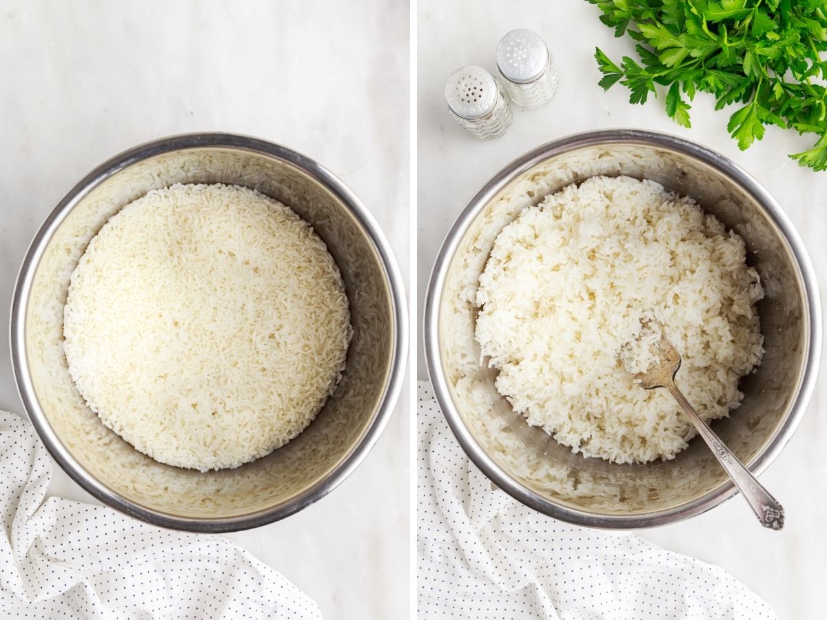 Step by step photo instructions for how to make rice in a instant pot. 