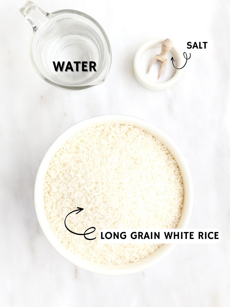 Ingredients for making rice in the instant pot. 