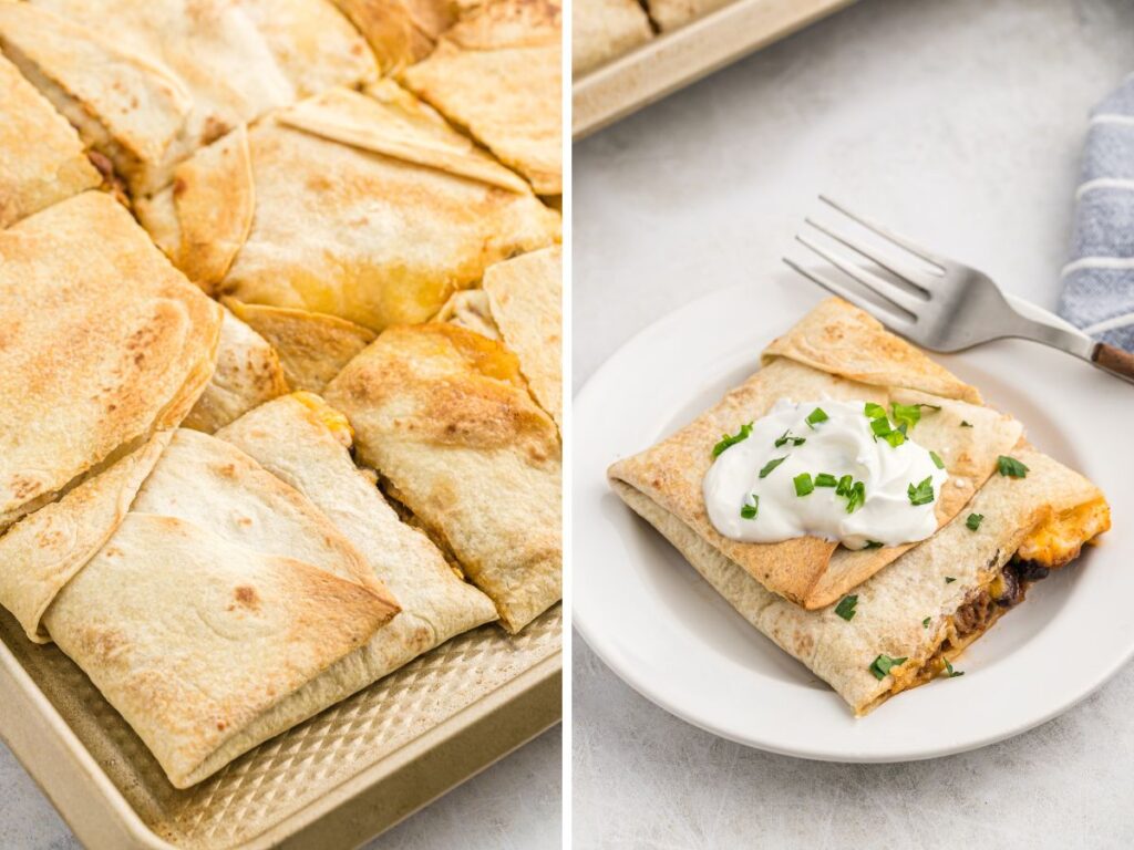 Ground Beef Sheet Pan Quesadillas Together as Family