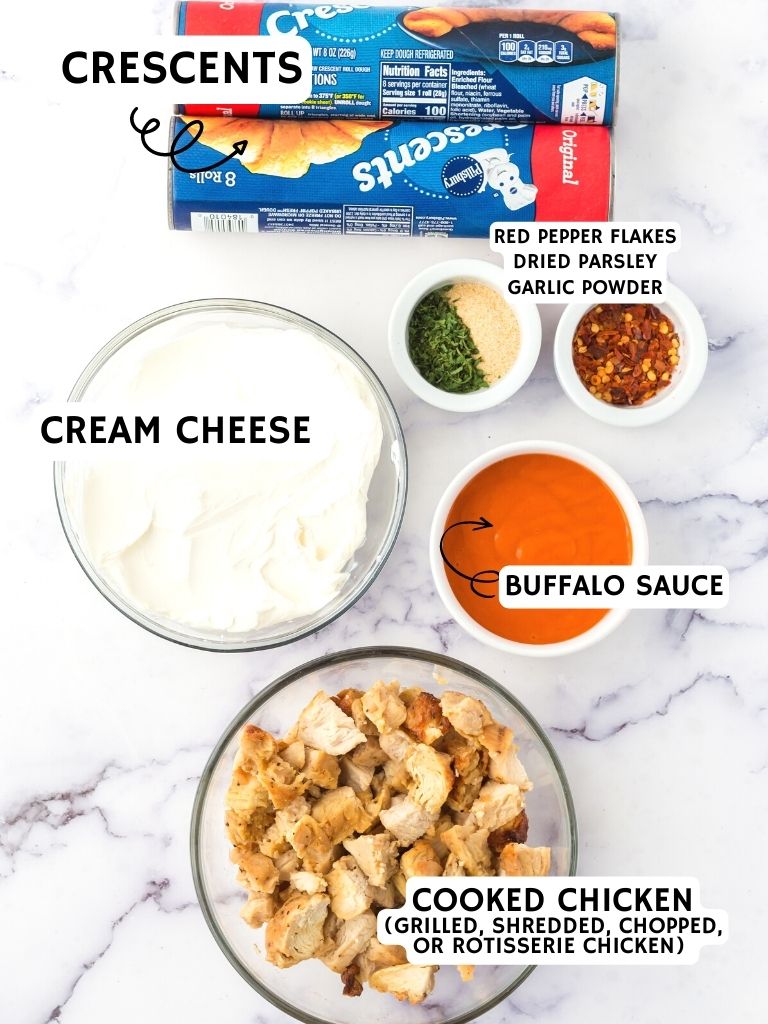 Ingredients for this dinner recipe with each one labeled in text with what it is. 