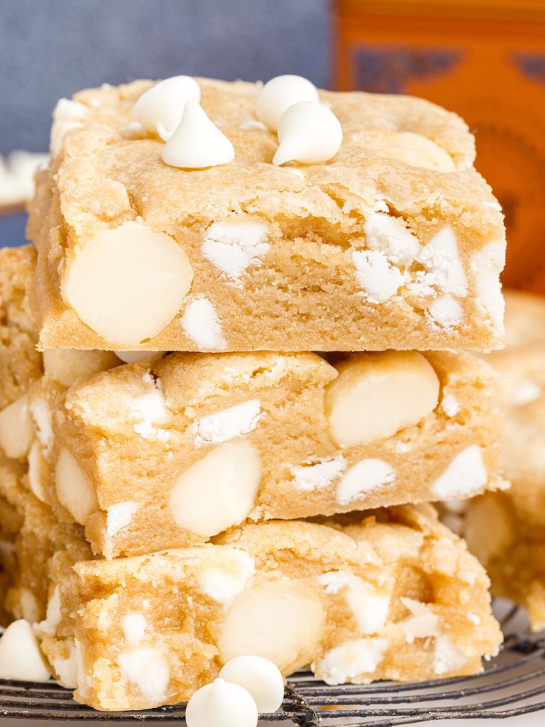 A picture of cookie bars stacked on top of each other.