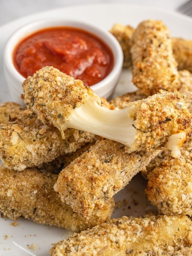 Air Fryer Mozzarella Sticks Together as Family