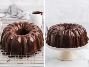 How to make this Bundt Cake with chocolate cake mix and brownie mix with step by step photos.