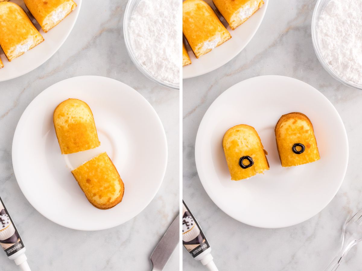 How to make Twinkie ghosts with this easy step by step picture tutorial collage.