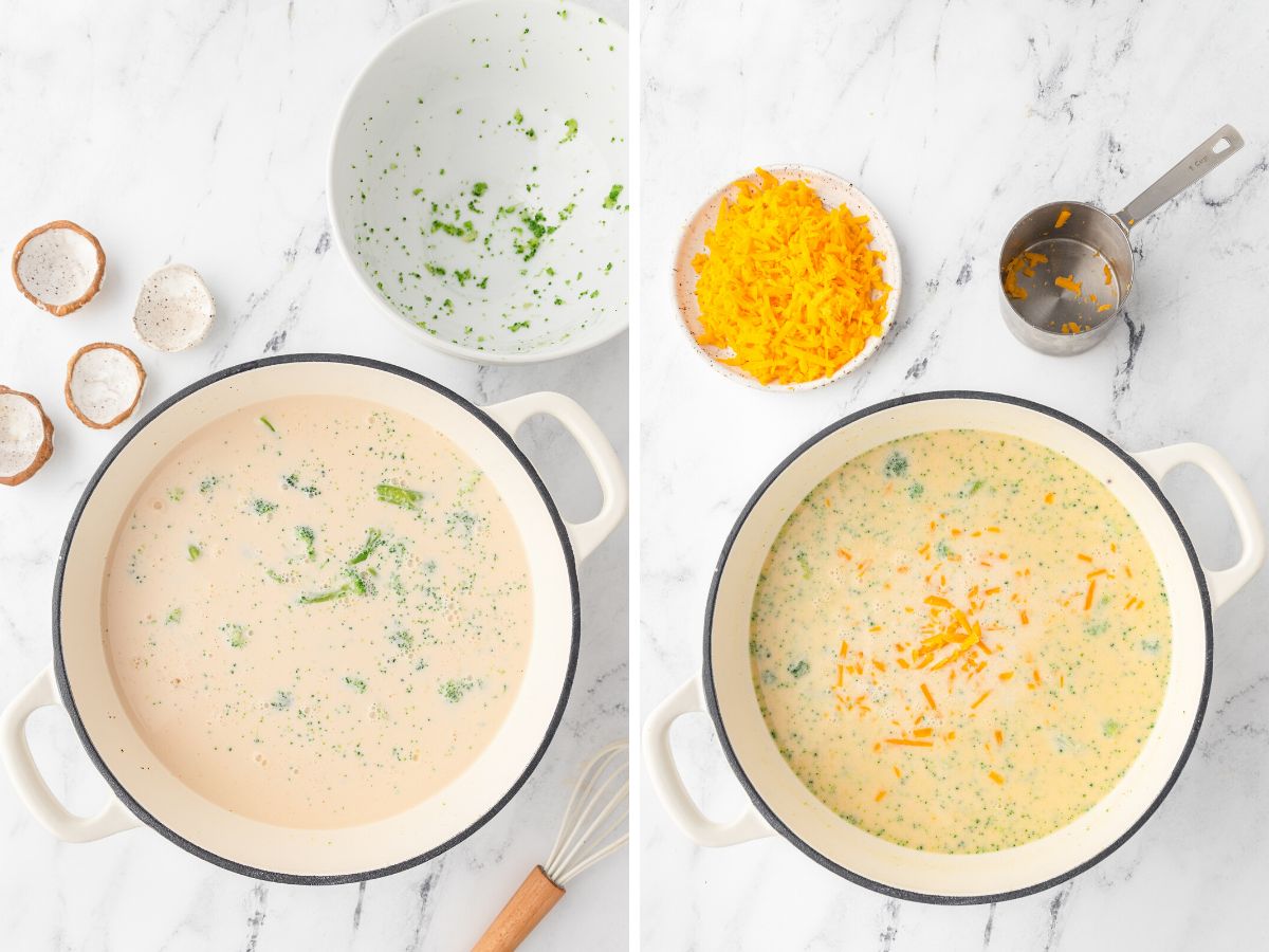 How to make this recipe for broccoli cheddar soup with process photos for each step. 