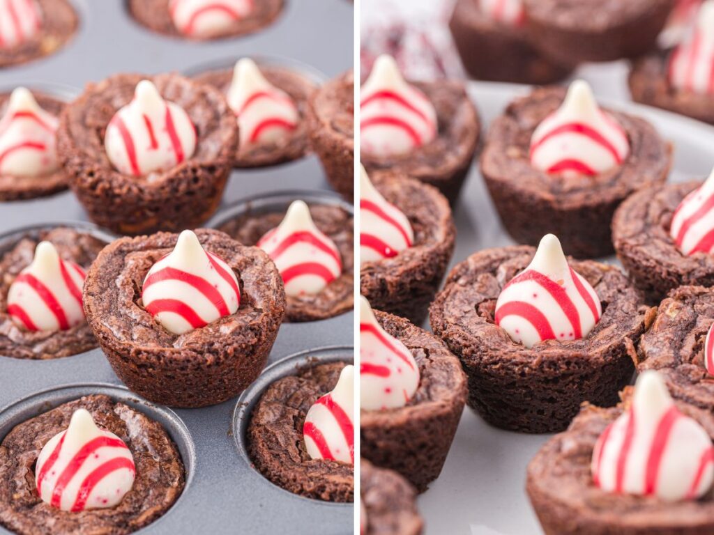 Candy Cane Kiss Brownie Bites Together as Family