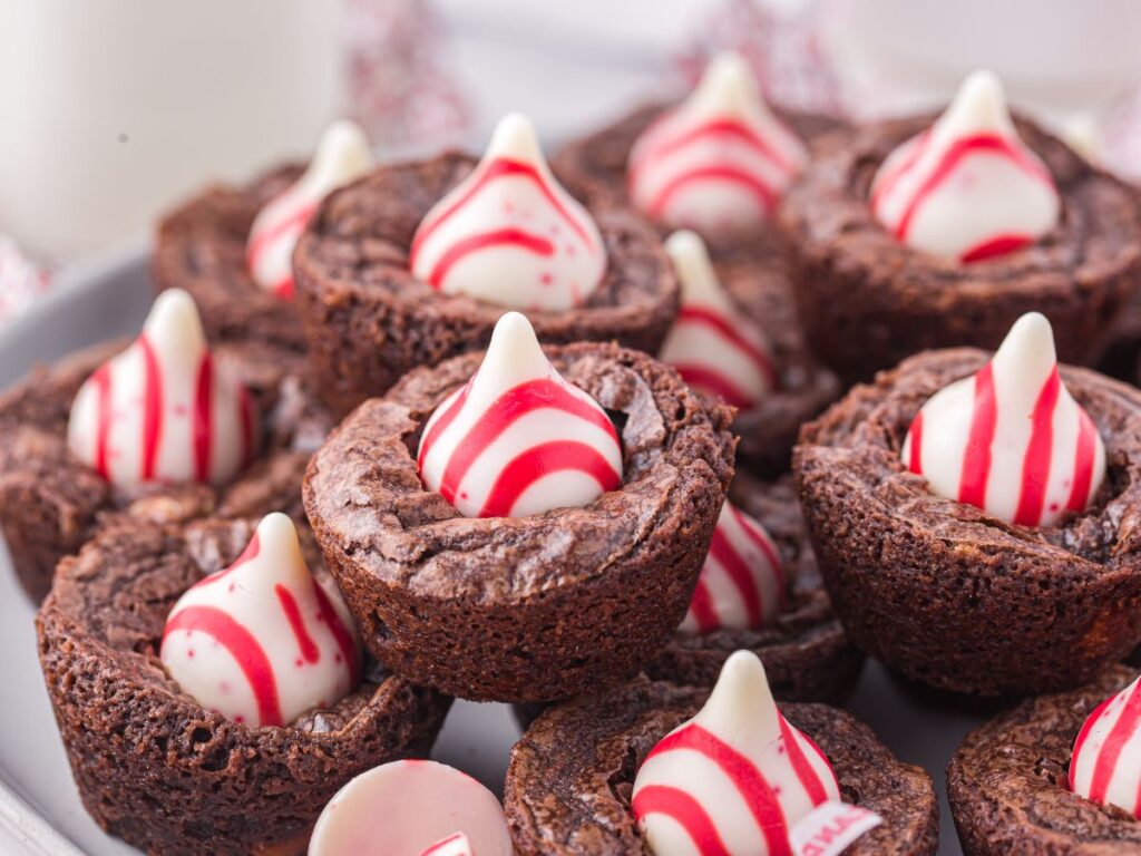 Candy Cane Kiss Brownie Bites Together as Family