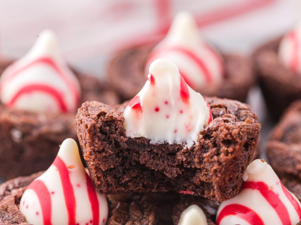 Candy Cane Kiss Brownie Bites Together as Family