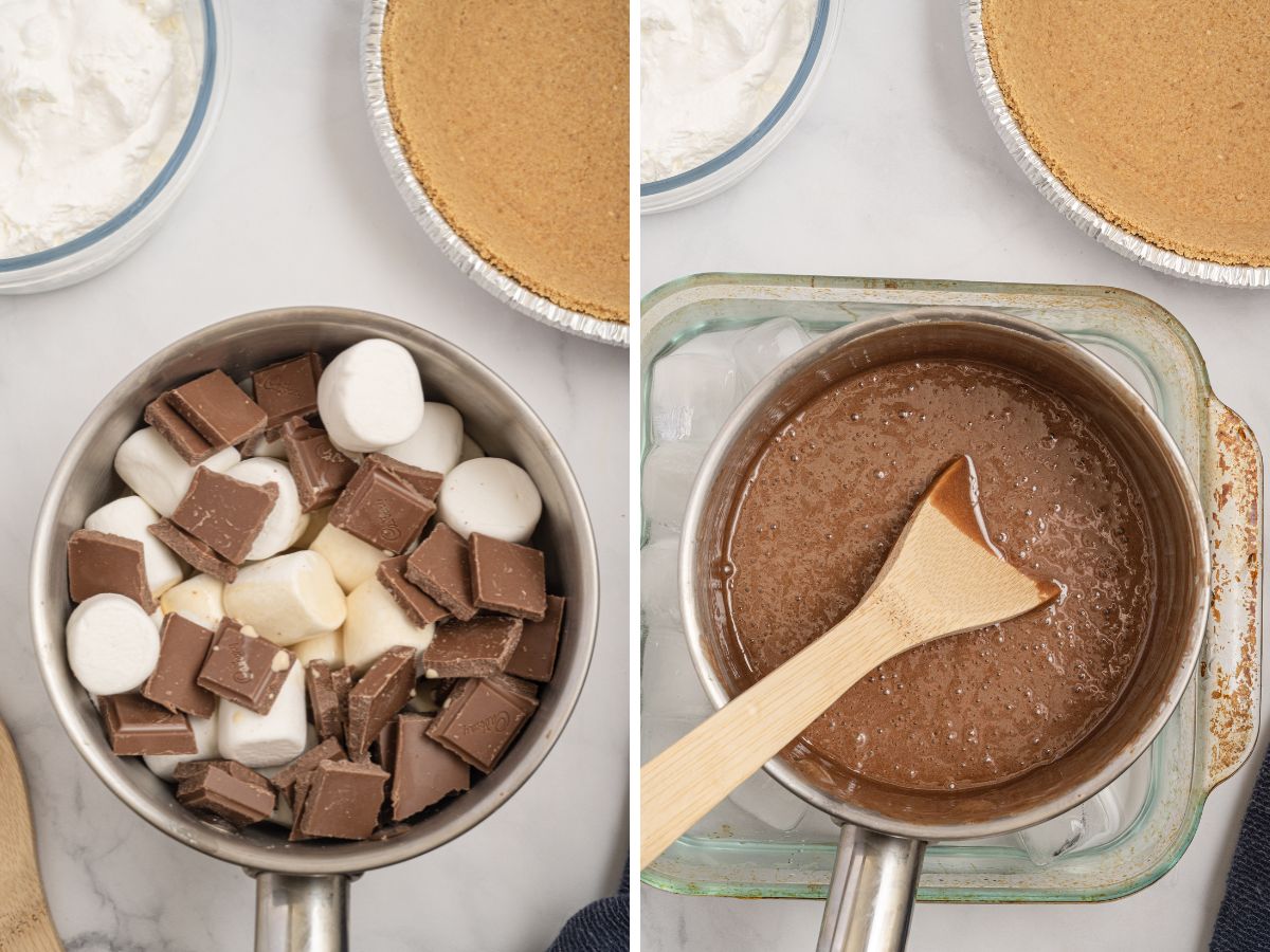 How to make milk chocolate marshmallow pie with step by step process tutorial with photos. 