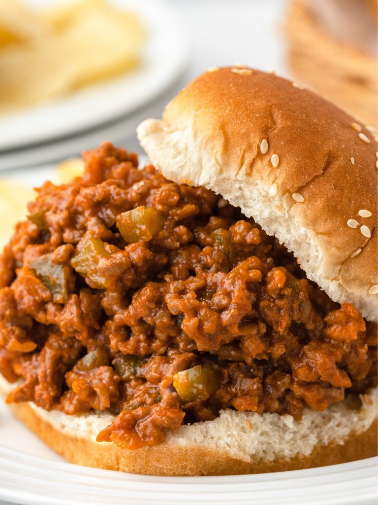 Close up of the filling for this sloppy Joe recipe