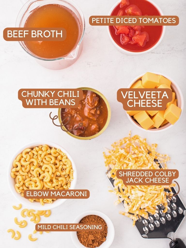 Labeled ingredients for this easy one pot dinner recipe. 