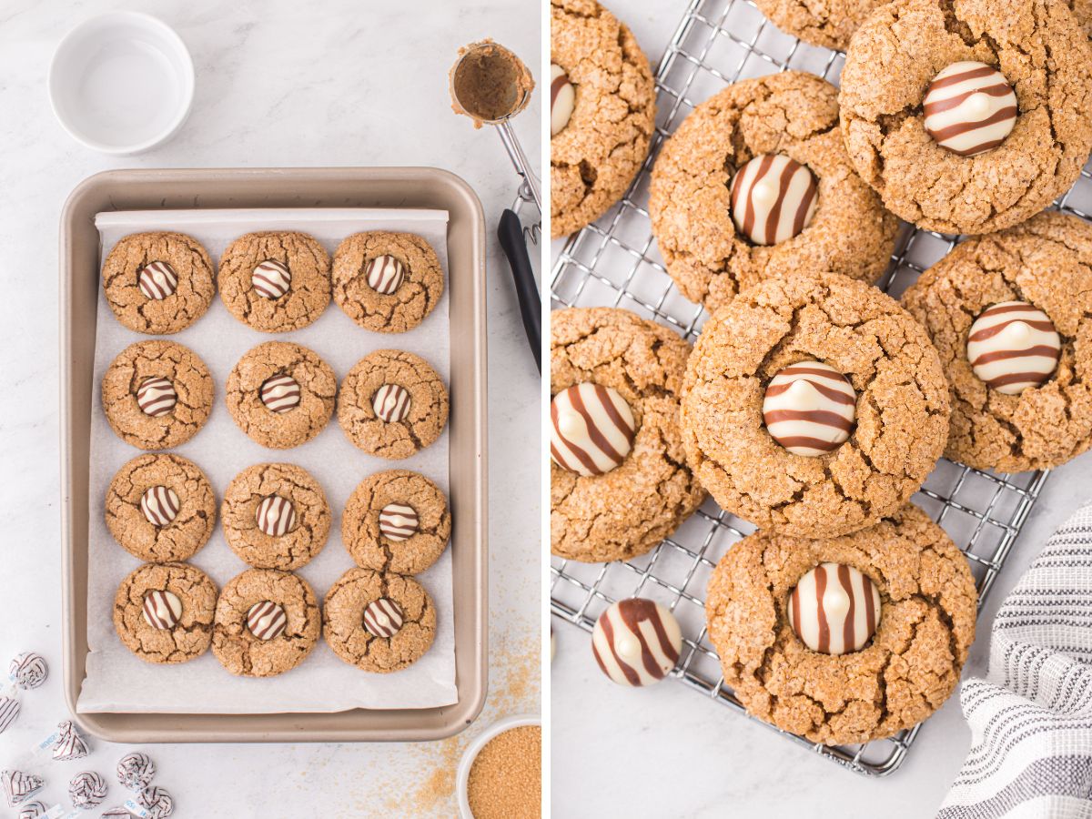 How to make this easy recipe for gingerbread kiss cookies with process photos. 