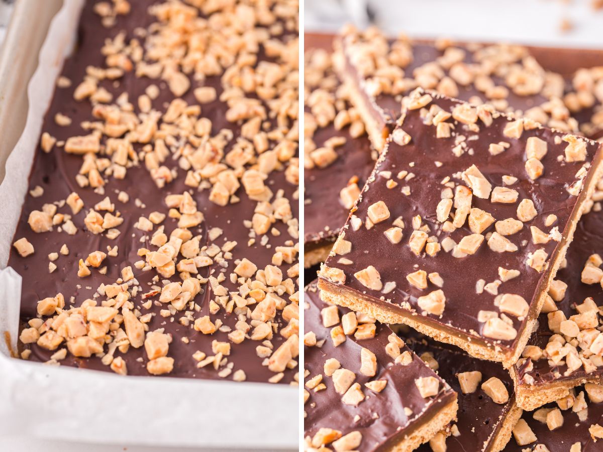 How to make graham cracker toffee with step by step process photos. 