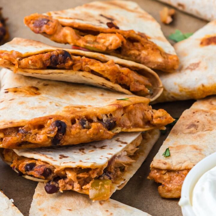 Oven Baked Chicken Quesadillas Together as Family
