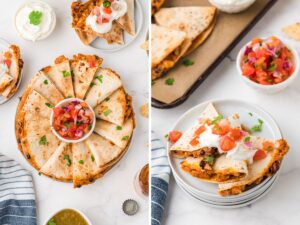 How to make oven baked chicken quesadillas with step by step process photos.