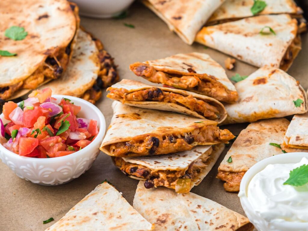 Oven Baked Chicken Quesadillas Together as Family