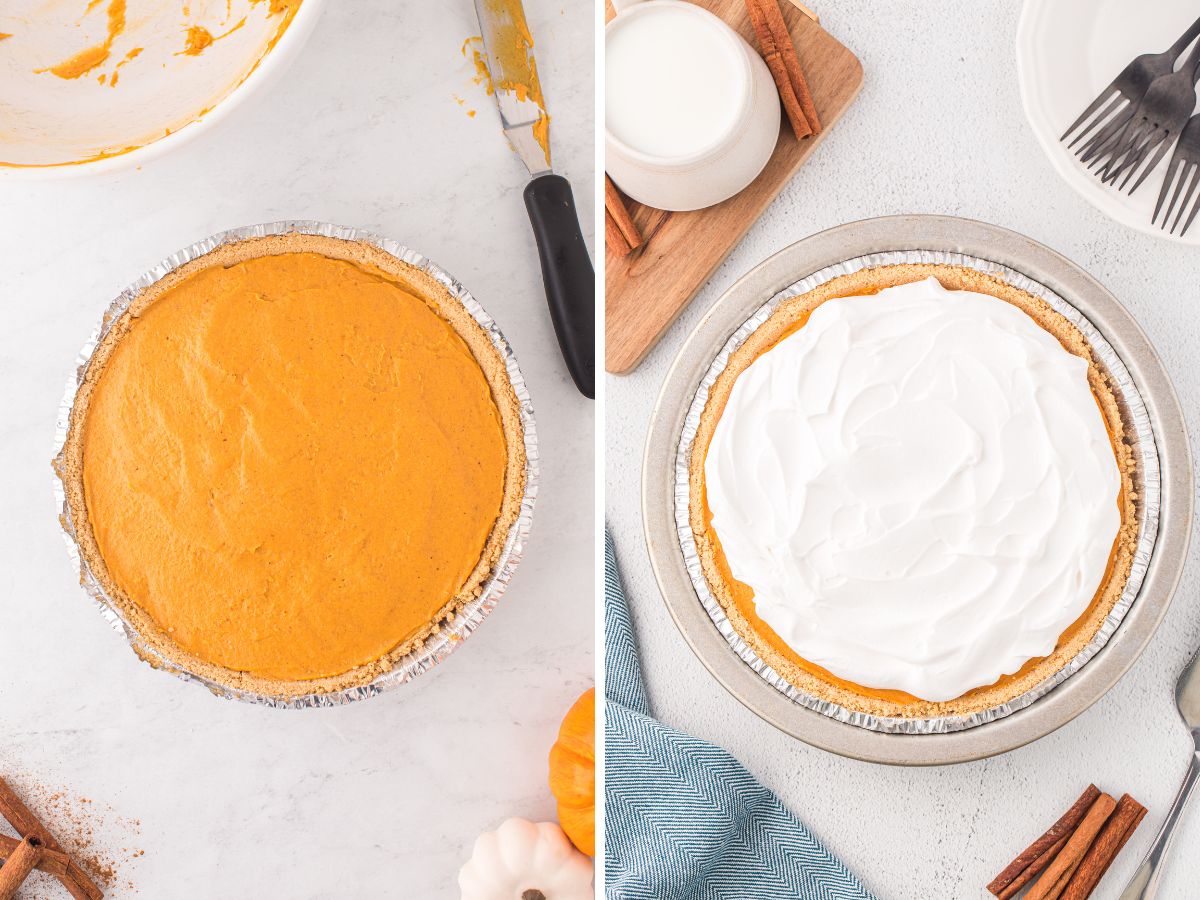 How to make this no bake pumpkin pie with step by step process photos. 