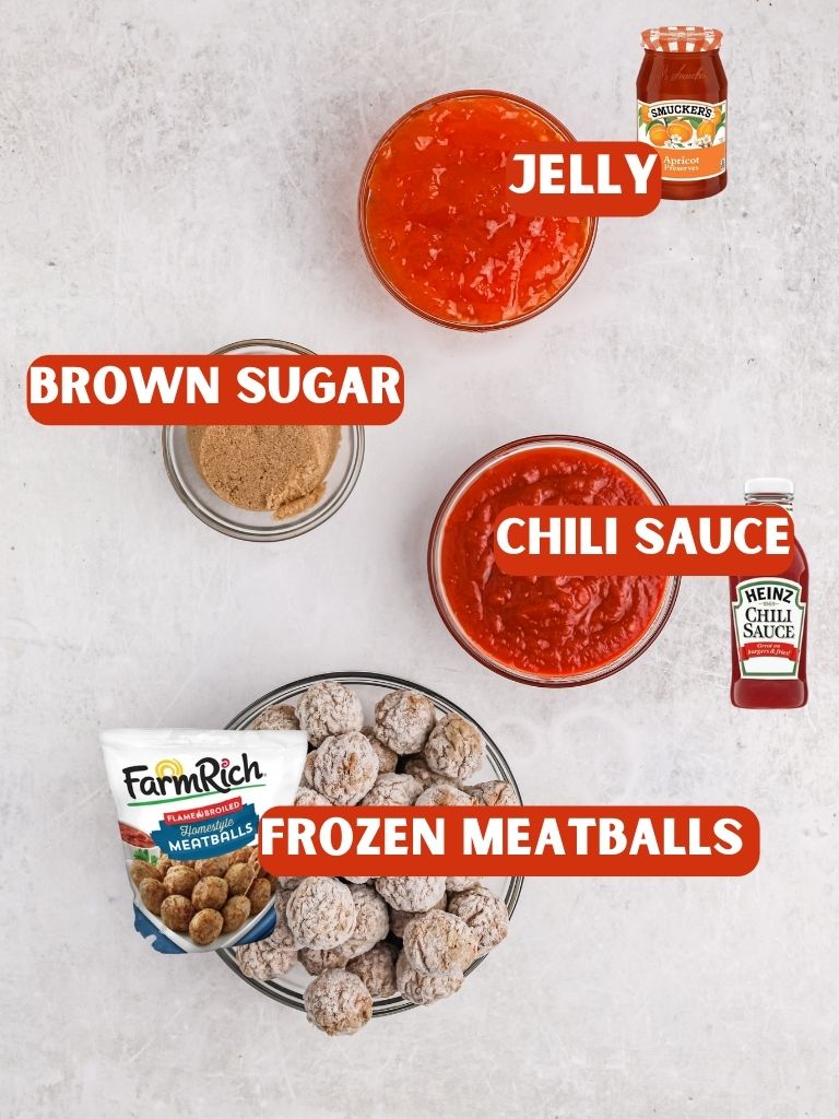 Labeled ingredients for this meatball recipe. 