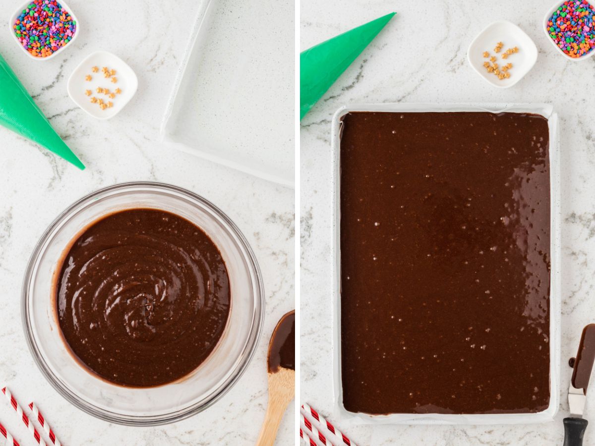 How to make Christmas tree brownies with step by step process photos. 