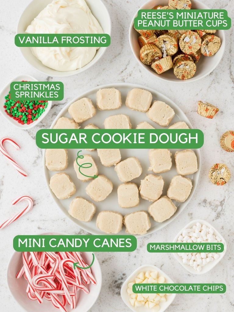 Labeled ingredients for this cookie cup recipe.