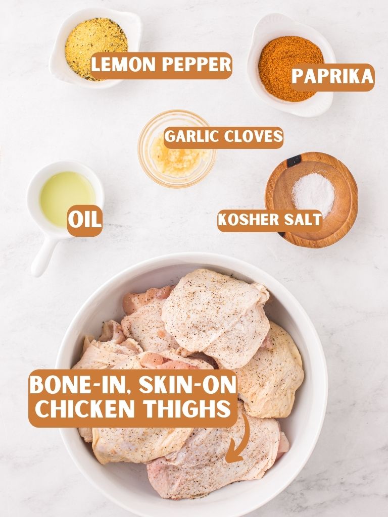 Labeled ingredients on a white background