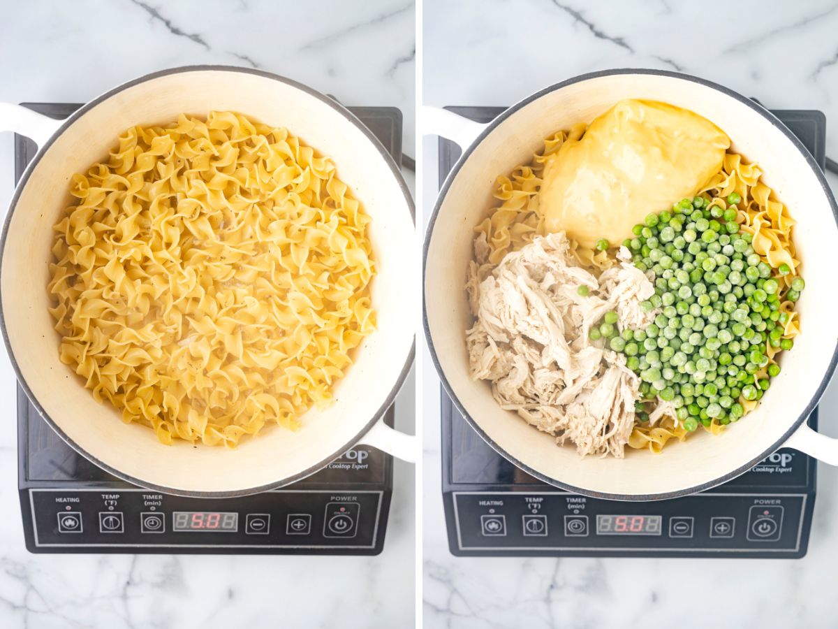 How to make this recipe for one pot chicken noodles with step by step process photos. 