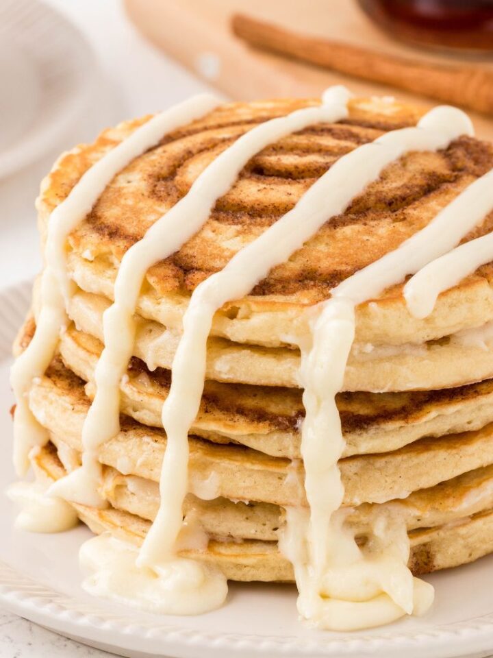 Cinnamon Roll Pancakes Together as Family