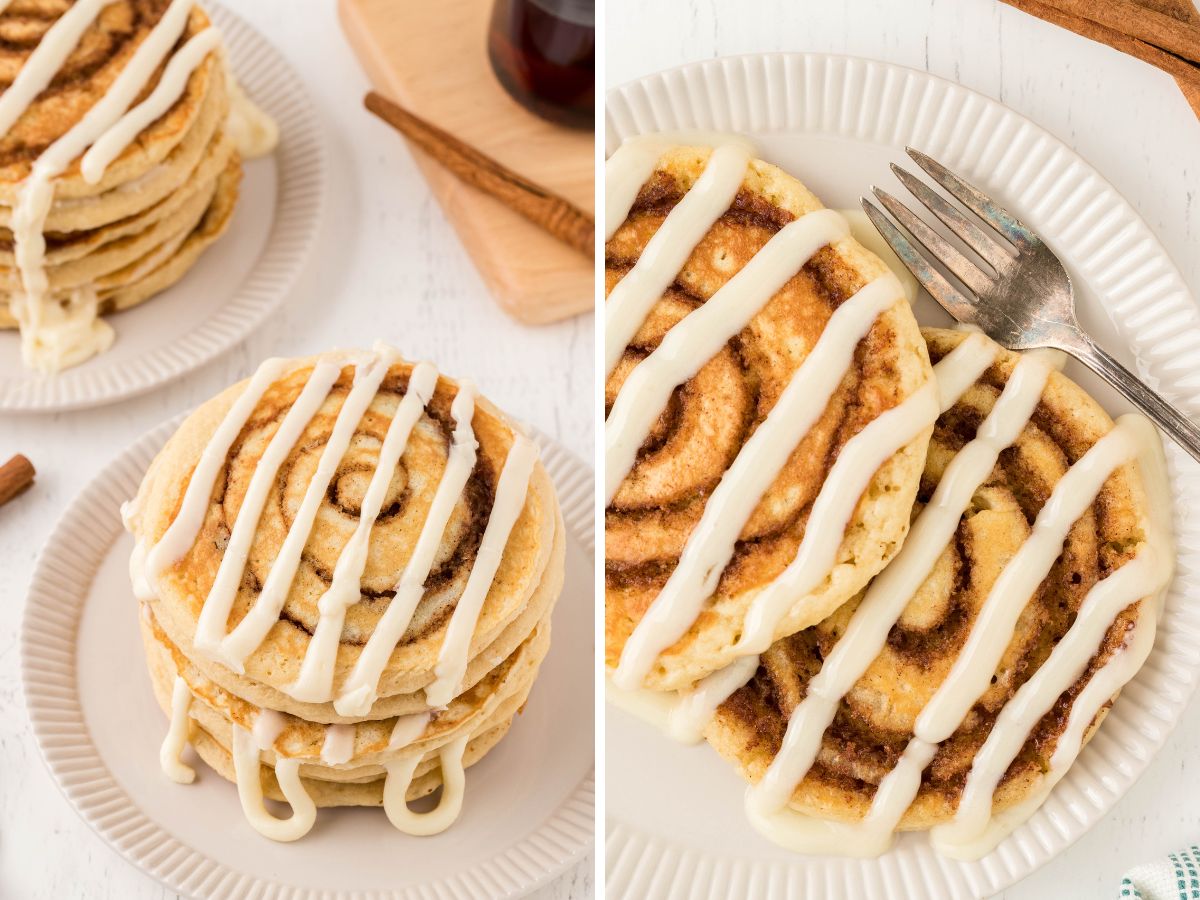 Cinnamon Roll Pancakes Together as Family