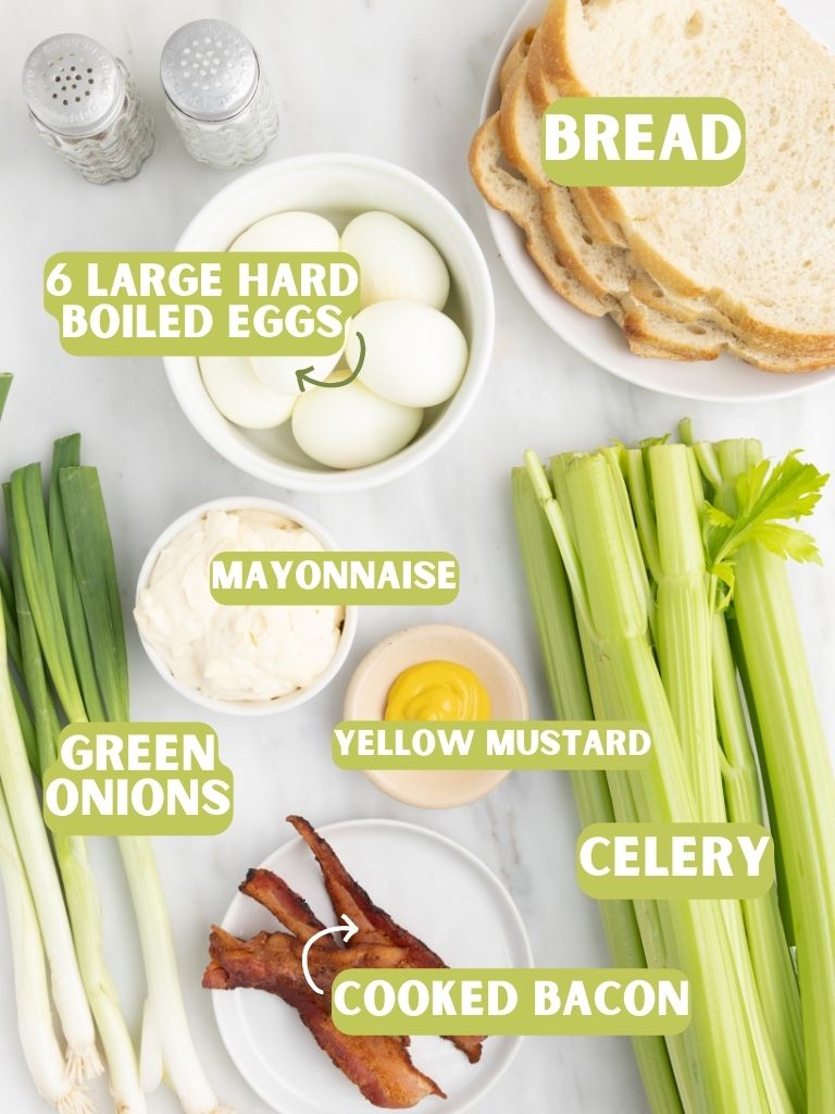 Labeled ingredients for this sandwich recipe. 