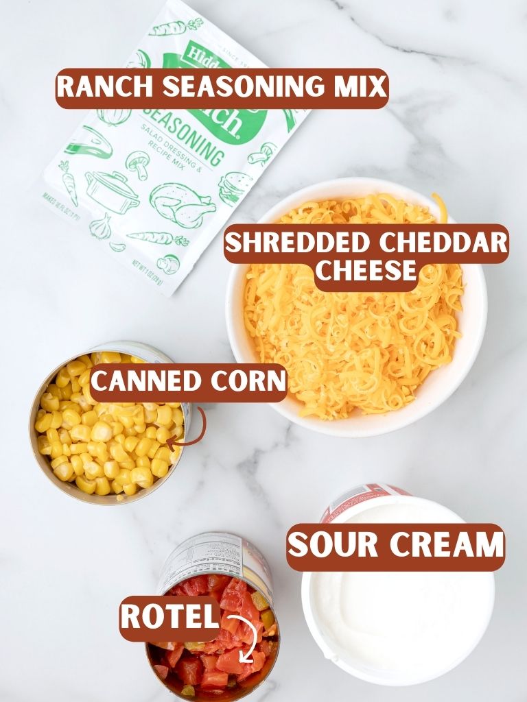 Labeled ingredients for this appetizer recipe.