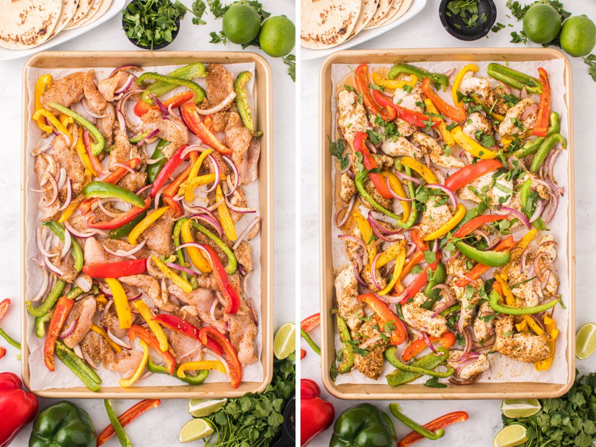 How to make this easy dinner recipe with step by step photos showing the process to make oven baked fajitas with chicken. 