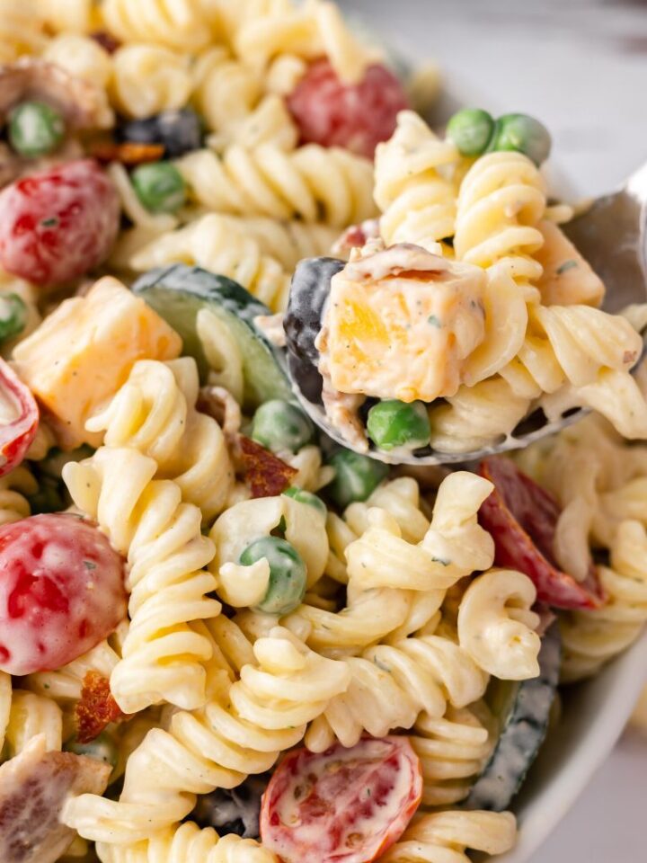 Bacon Ranch Pasta Salad Together as Family