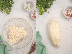 How to make a cheese ball shaped like a carrot with step by step process instructions with photos.