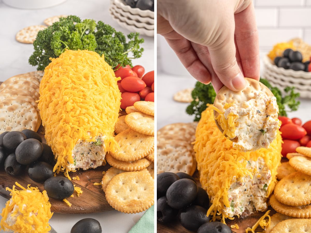 How to make a cheese ball shaped like a carrot with step by step process instructions with photos. 