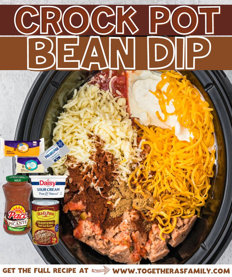 A graphic of bean dip with the title and ingredients shown. 