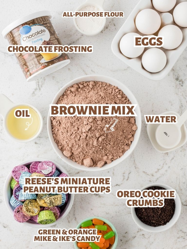 Labeled ingredients for these easter cookie cups