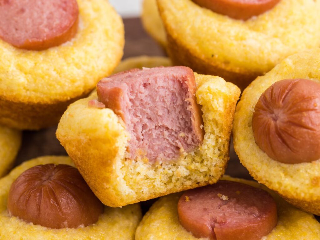 Mini Corn Dog Bites Together as Family